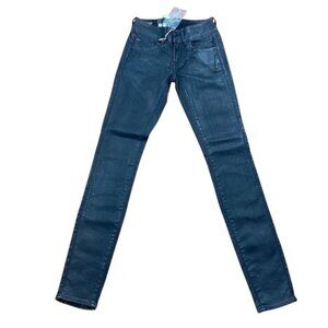 G-star Raw Lynn fit jeans faux leather mid rise skinny glitter slander black 24